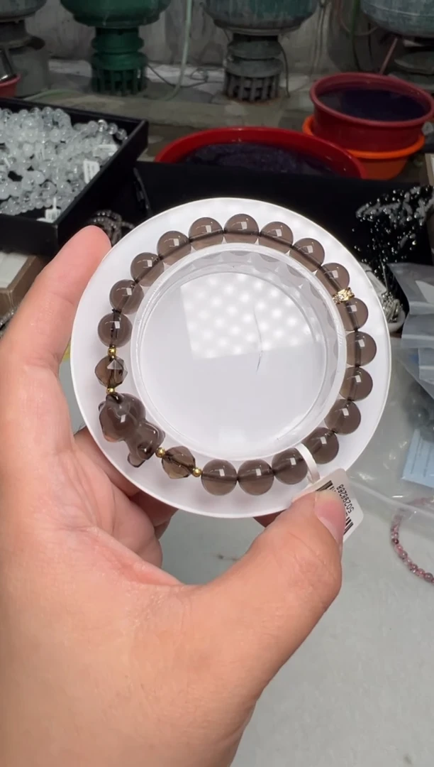 黑曜岩未镶嵌手串小熊冰曜DIY款多样性发其一