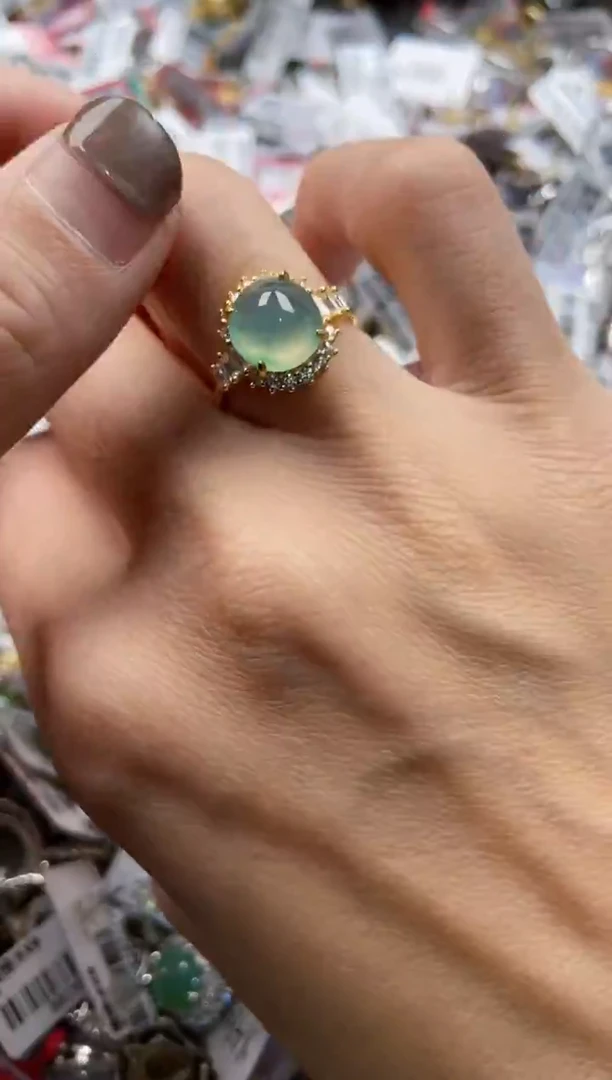 银S925镶嵌戒指翡翠6666----1