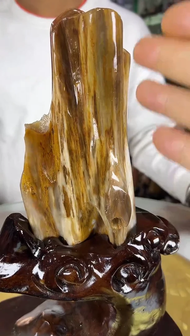 缅甸天然树化玉精品摆件