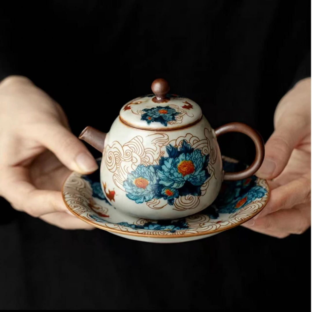 【柒月】汝窑金万花-园意茶壶