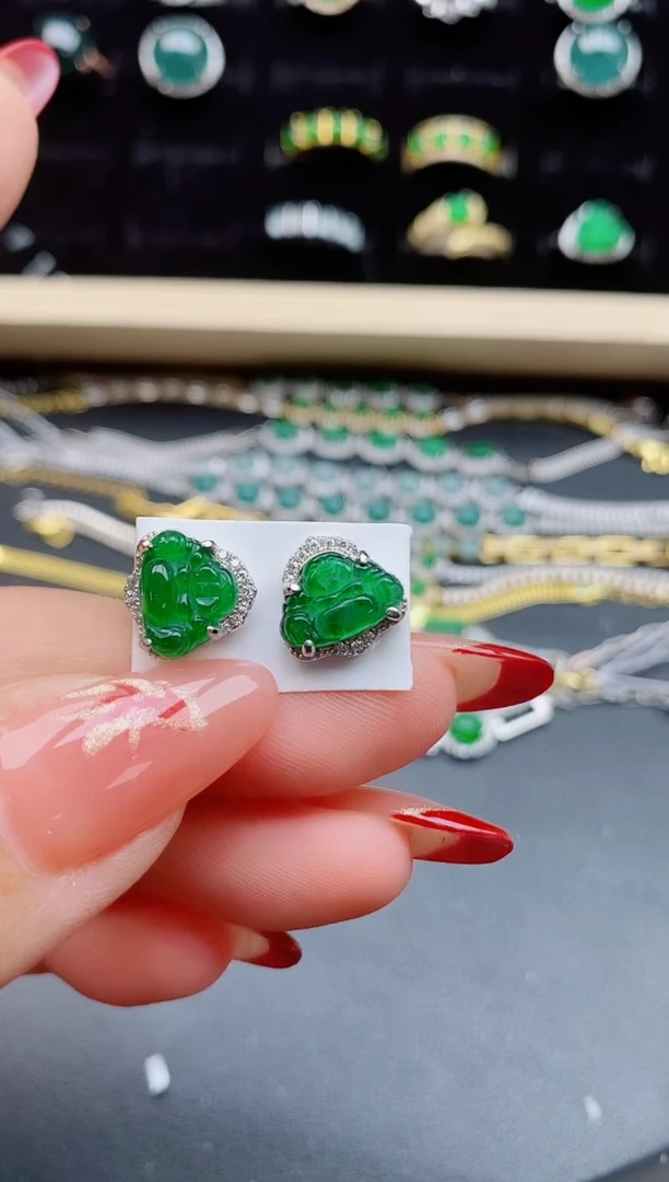 【闪购商品】翡翠耳饰银S925镶嵌5080550