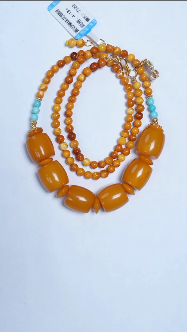 蜜蜡颈饰未镶嵌焦皮桶珠项链