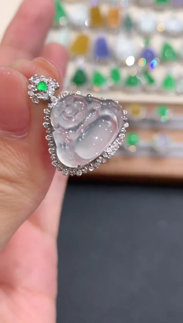 吊坠(不含链)18K金镶嵌翡翠a77