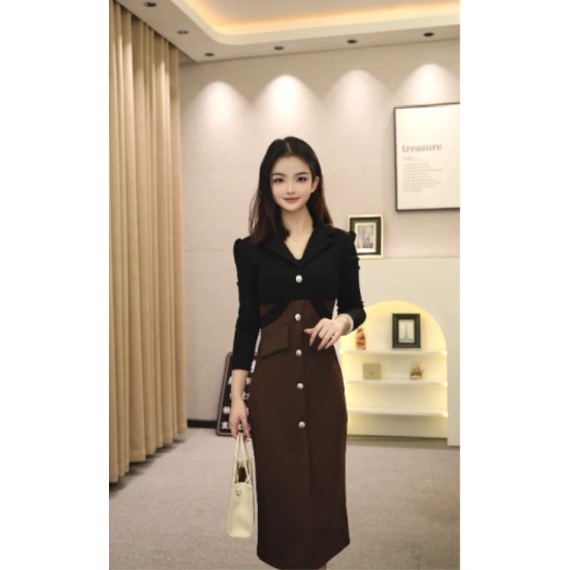 8011 法式名媛收腰显瘦气质设计感2025年春秋新款连衣裙