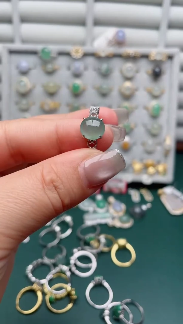 银S925镶嵌戒指翡翠.