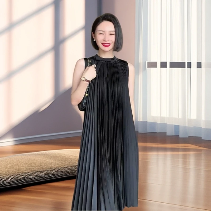 【雅岚女装】时尚洋气显瘦重工百褶新款连衣裙高级气质宽松时尚夏季