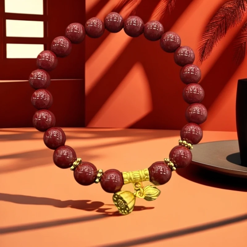 含辰砂工艺品【梦梦专属】气质两世欢朱砂合金镶嵌手链【DH34014】