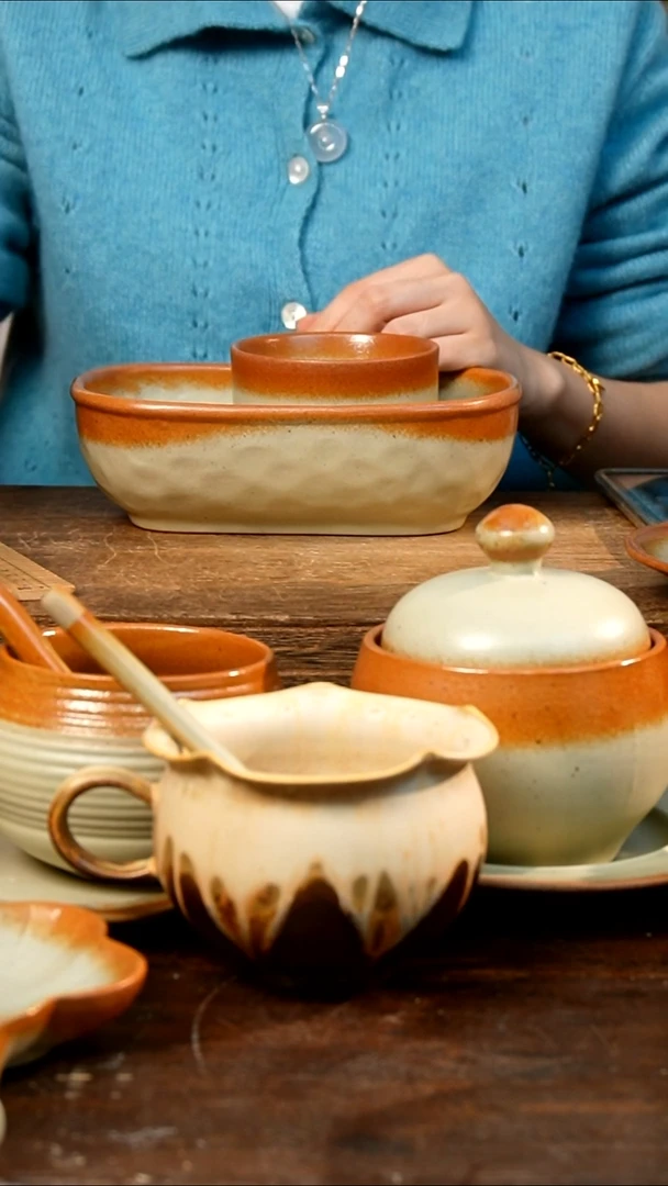 盘高颜值粗陶餐具限时抢购