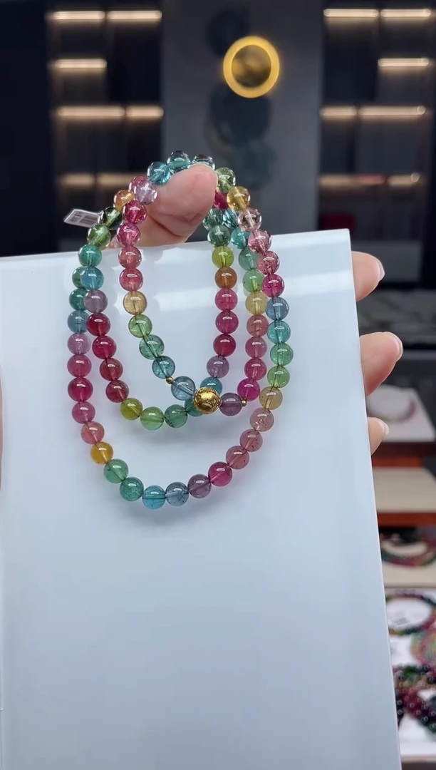 未镶嵌三圈手串碧玺（多样性发一条）Q