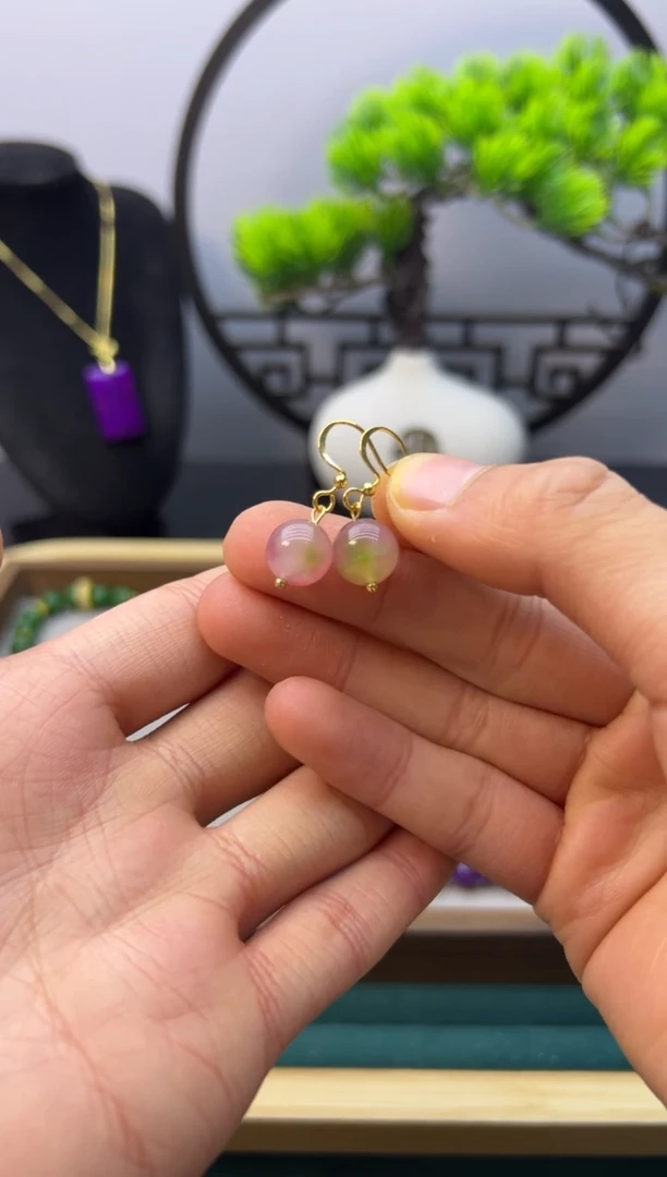 【闪购商品】碧玺耳饰14K金镶嵌E133