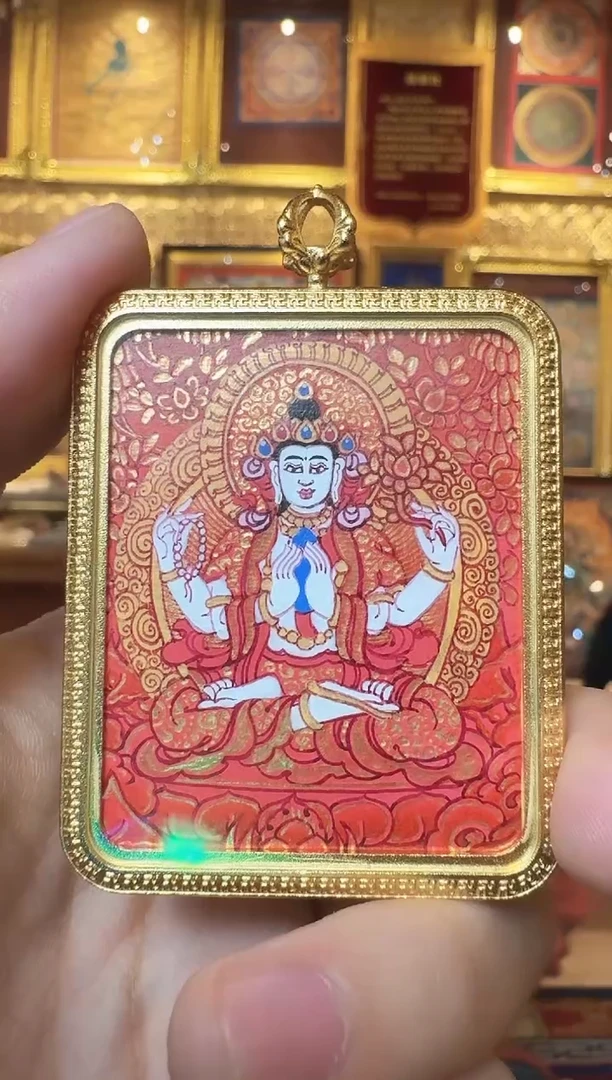 吊坠红唐四臂--热贡纯手绘