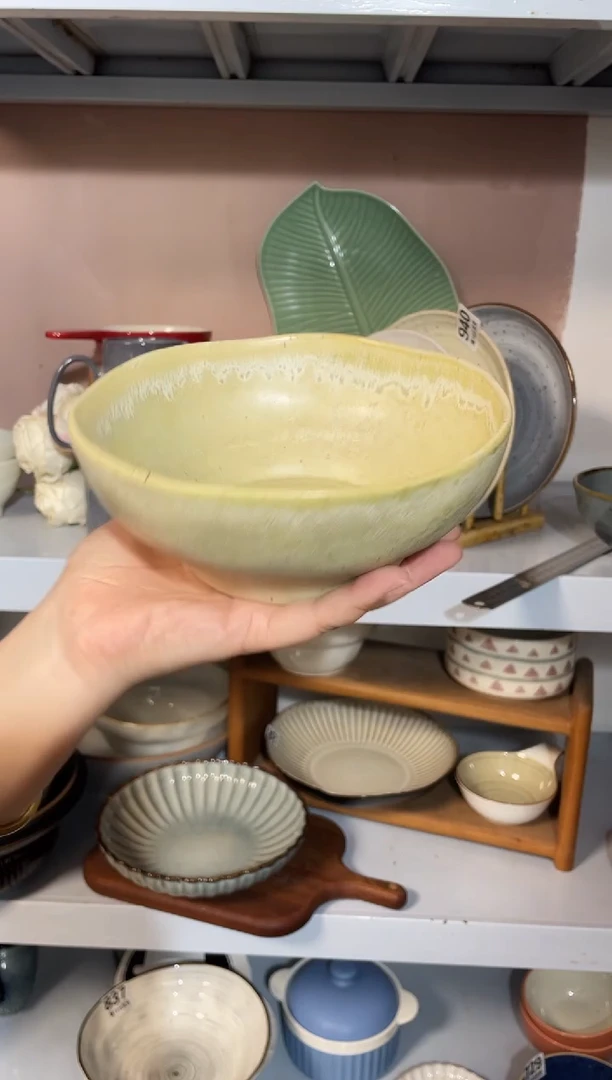 瓷微瑕（1个装）绿色粗陶碗