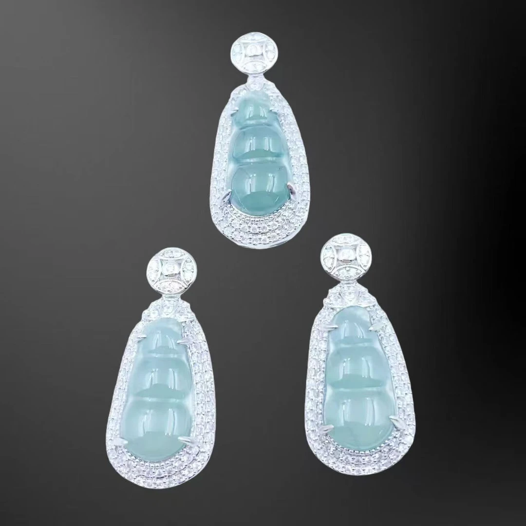 翡翠高冰蓝四季豆吊坠F834J（不含链）多样性发其一