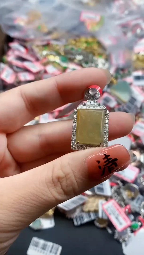 银S925镶嵌戒指翡翠天然A货缅甸翡翠