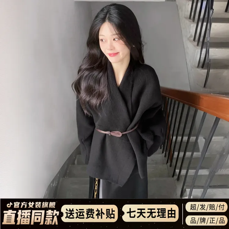韩系氛围感黑色毛衣开衫外套女春秋季2025新款早秋chic针织衫上衣