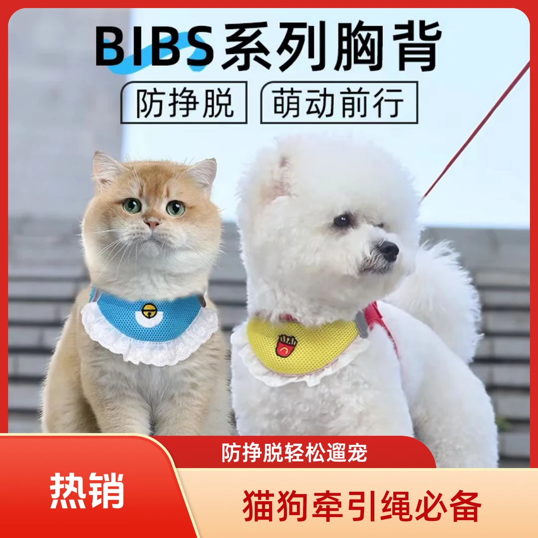 小狗猫狗通用牵引可爱狗狗猫咪链子口水巾比熊外出遛狗狗狗牵引绳