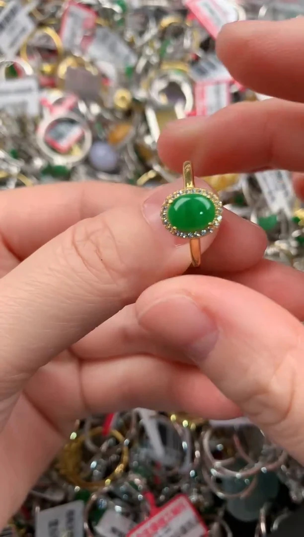 银S925镶嵌戒指翡翠777  5