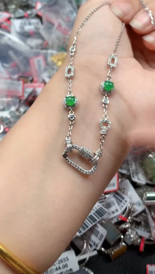 银S925镶嵌戒指翡翠天然A货缅甸翡翠