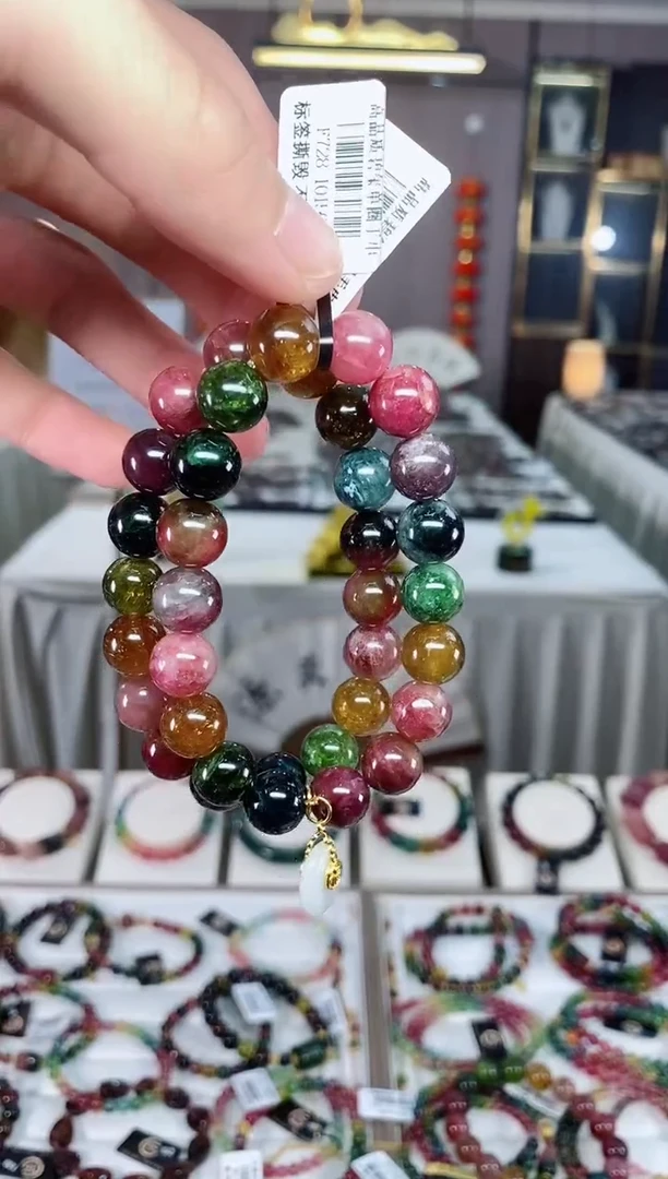 老矿单圈手串10mm+未镶嵌碧玺多样性发一物一证 xion