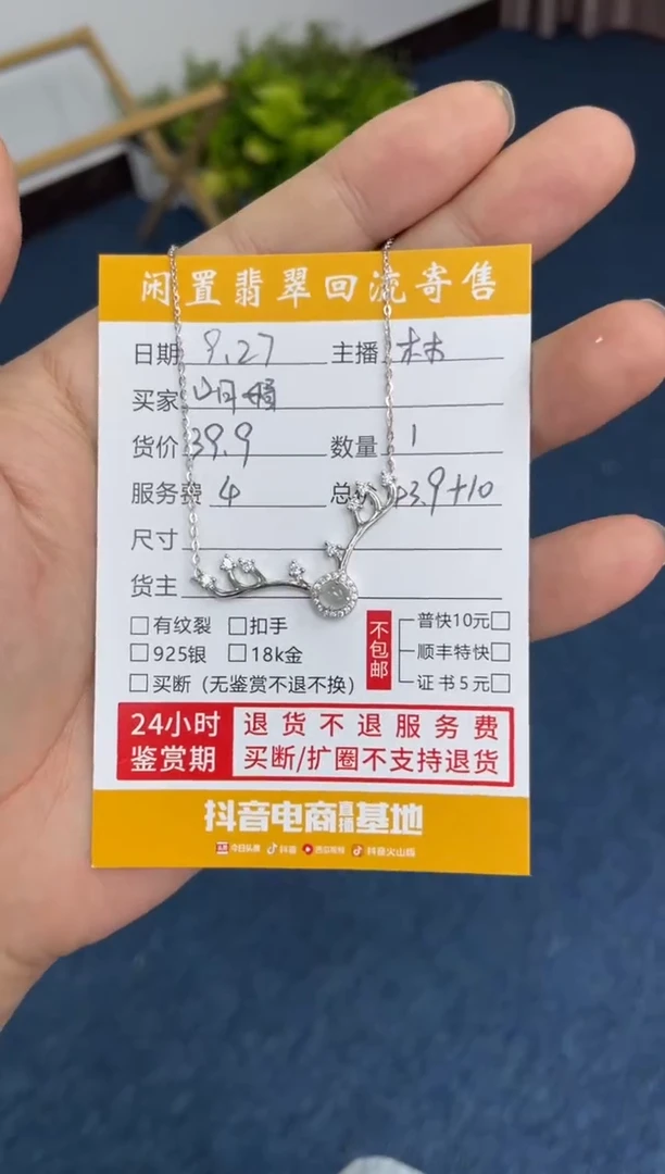 颈饰银S925镶嵌翡翠?**媚浅色