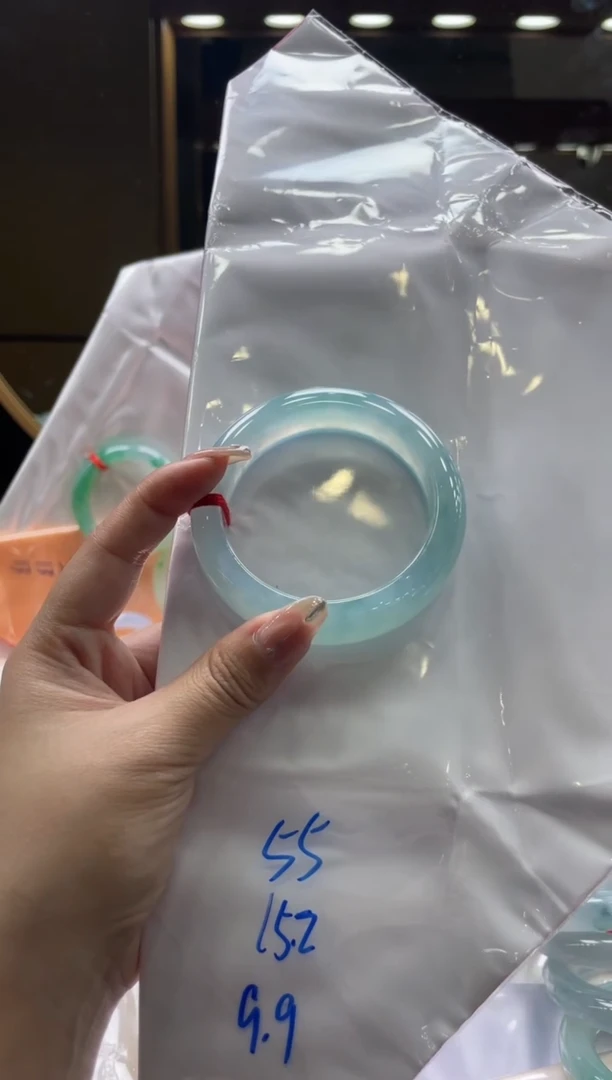 翡翠手镯未镶嵌天然缅甸A货翡翠手镯55正圈