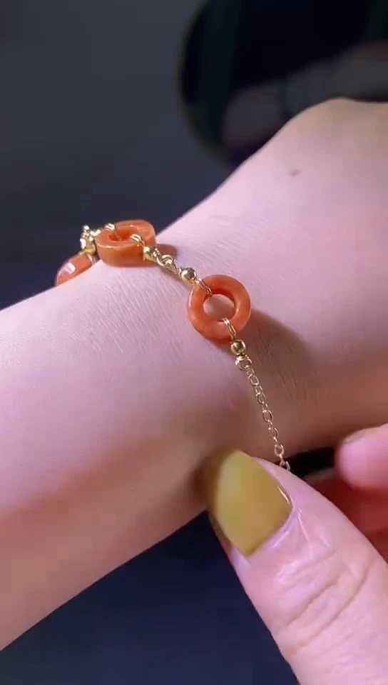 【闪购商品】翡翠颈饰14K金镶嵌翡翠手链