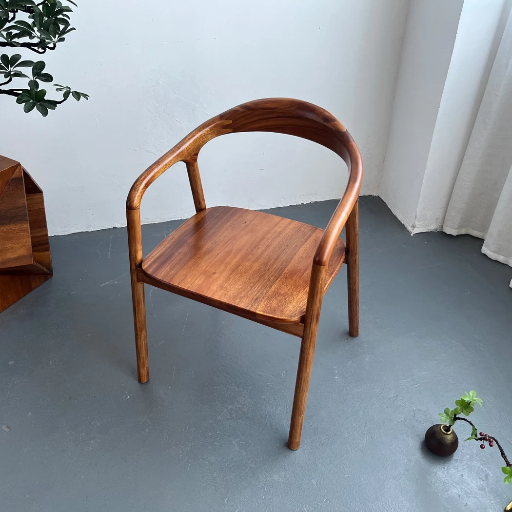 南美胡桃木公园椅餐椅简约简约家用餐厅休闲椅靠背椅书房木椅茶椅