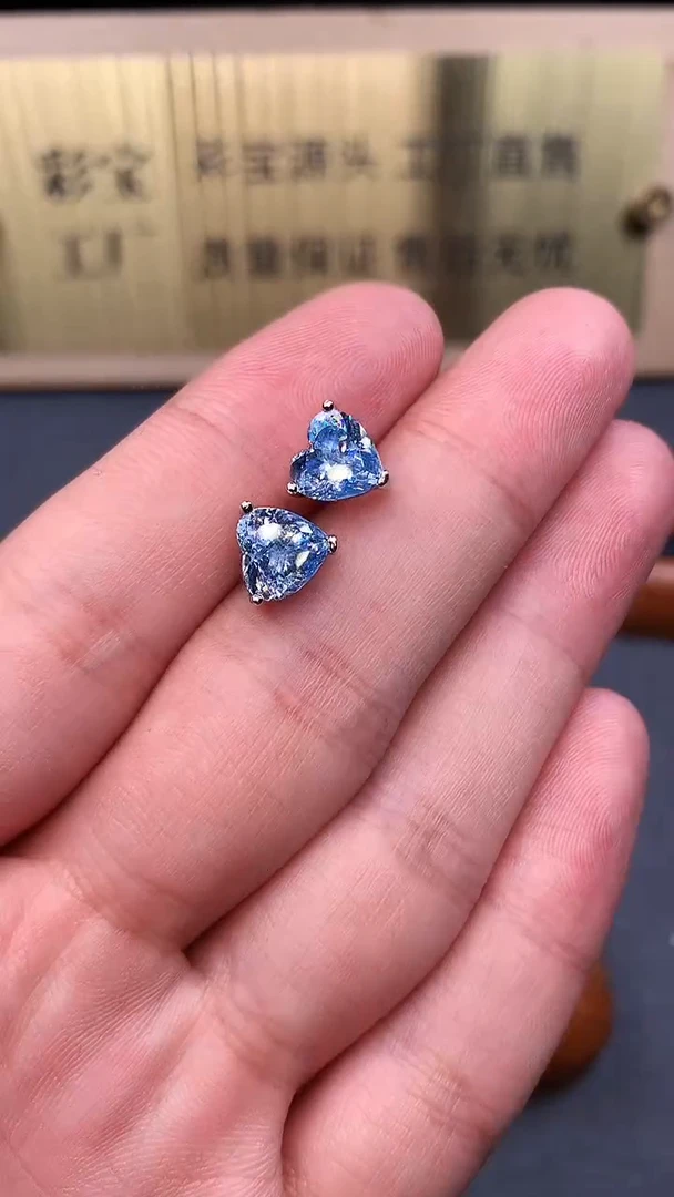 海蓝宝石耳钉银S925镶嵌4532