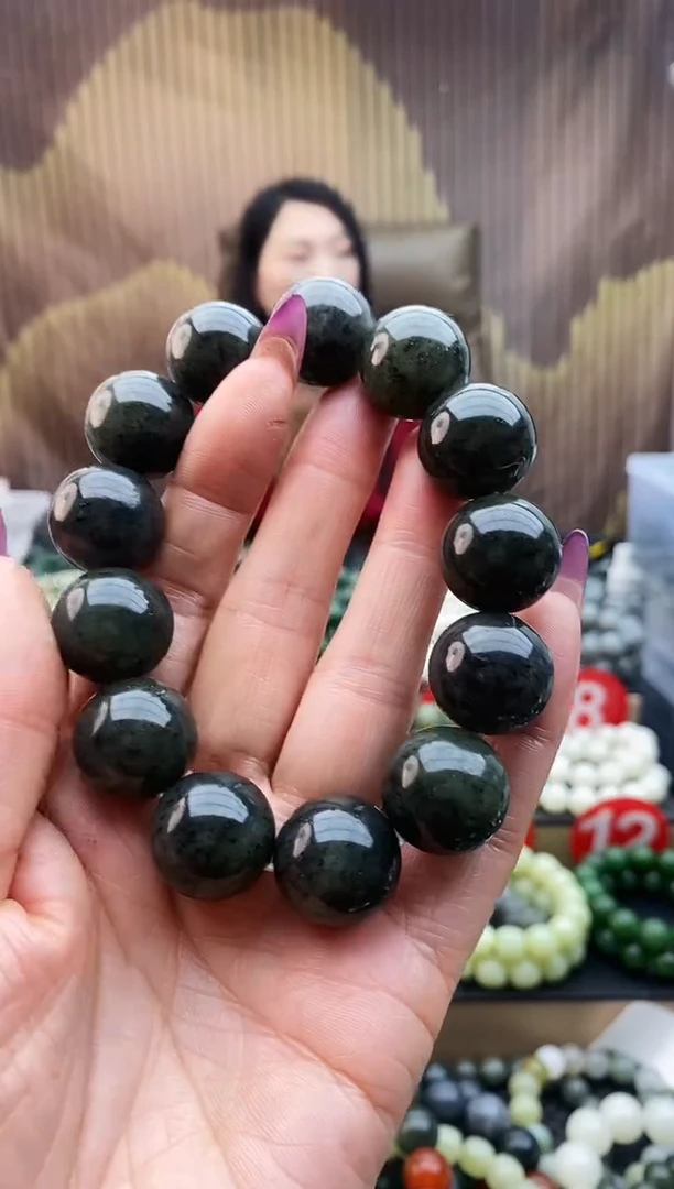 未镶嵌手串和田玉点墨青花18