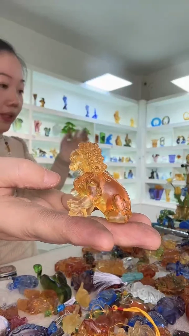 手工艺品琉璃小狮子两个