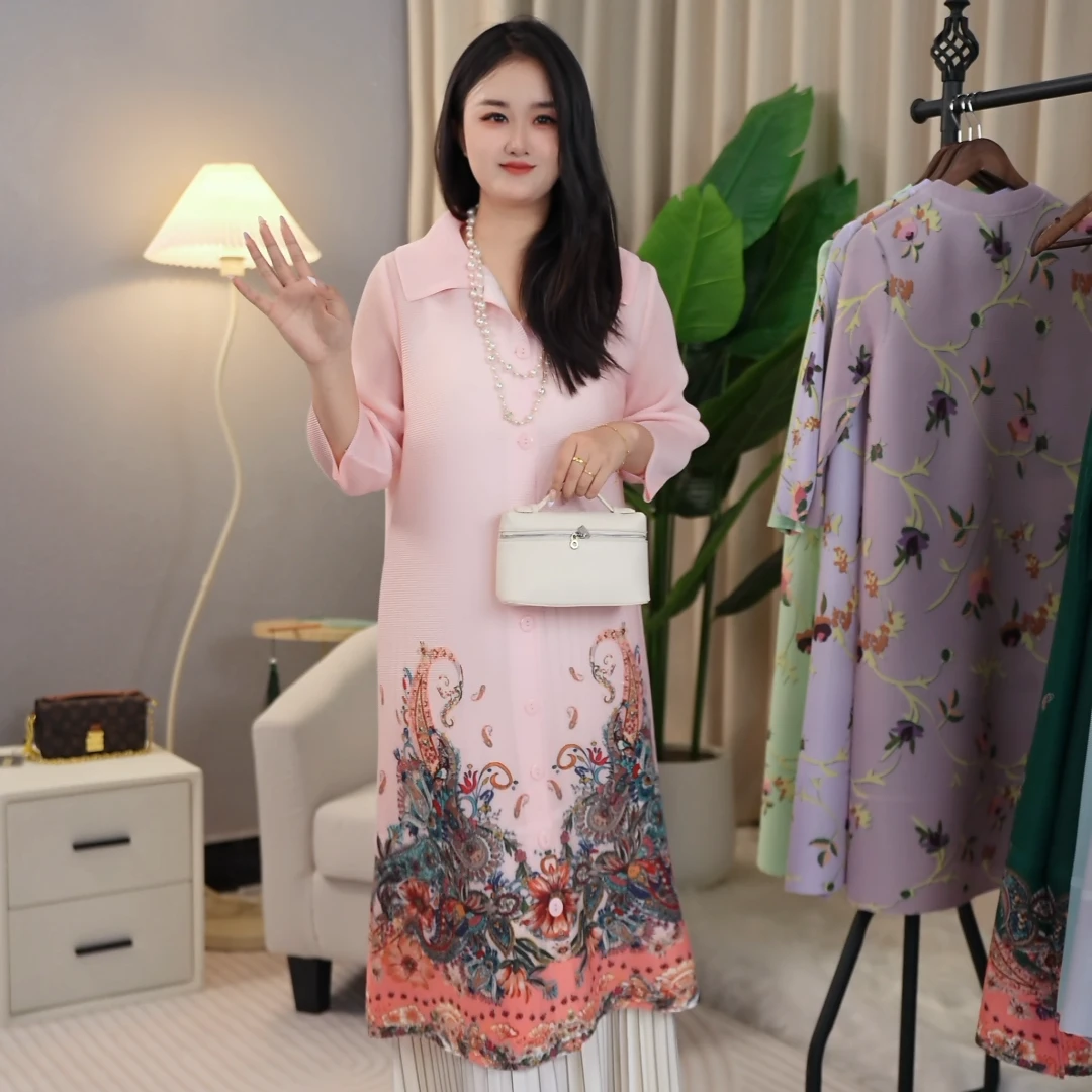 原创设计款民族风时尚气质休闲妈妈装连衣裙