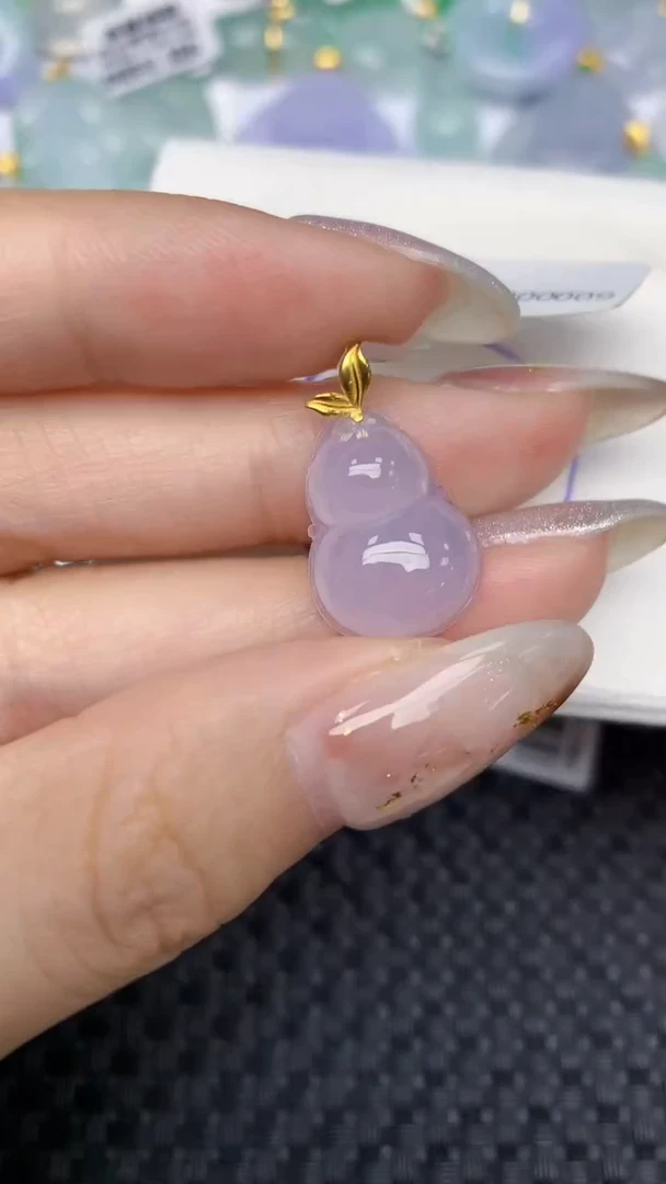 颈饰18K金镶嵌翡翠天然缅甸翡翠a货百元以上9元证书费自理