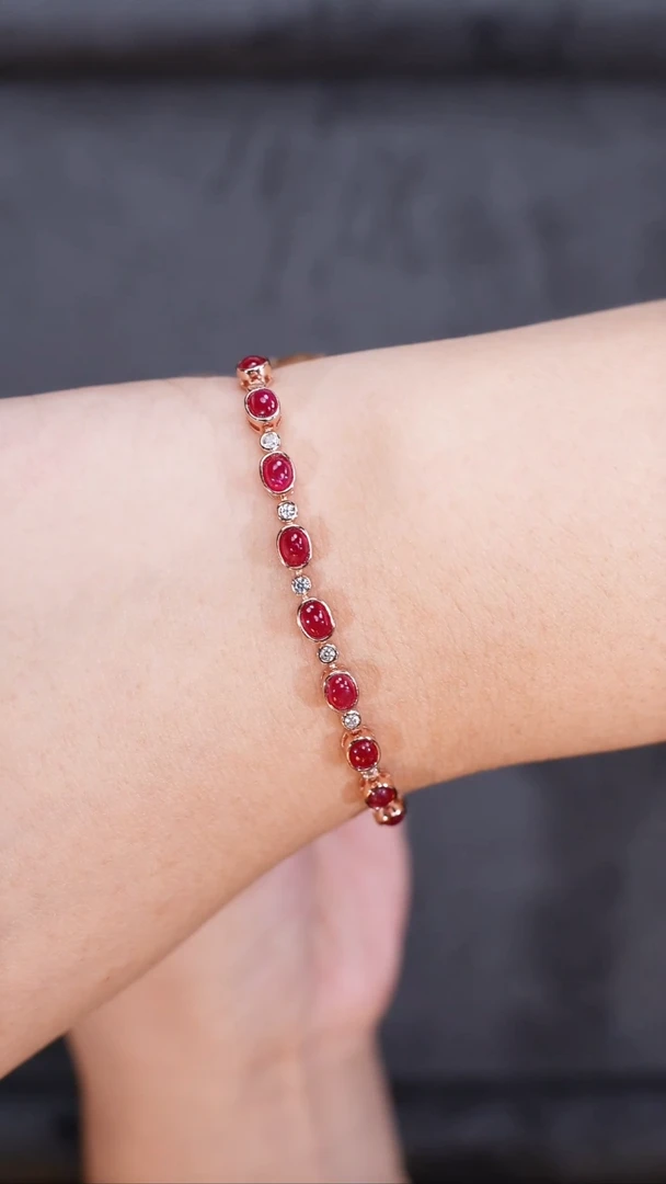 【闪购商品】红宝石手链银S925镶嵌手链