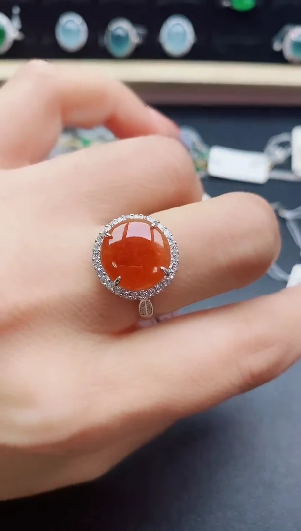 翡翠戒指银S925镶嵌21321