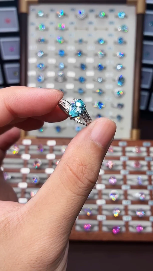 银S925镶嵌戒指海蓝宝石111