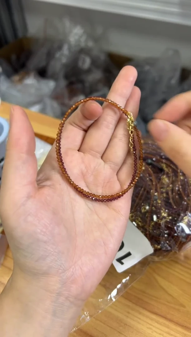 未镶嵌颈饰石榴石芬达紫牙乌石榴石翡翠珠项链[1013]