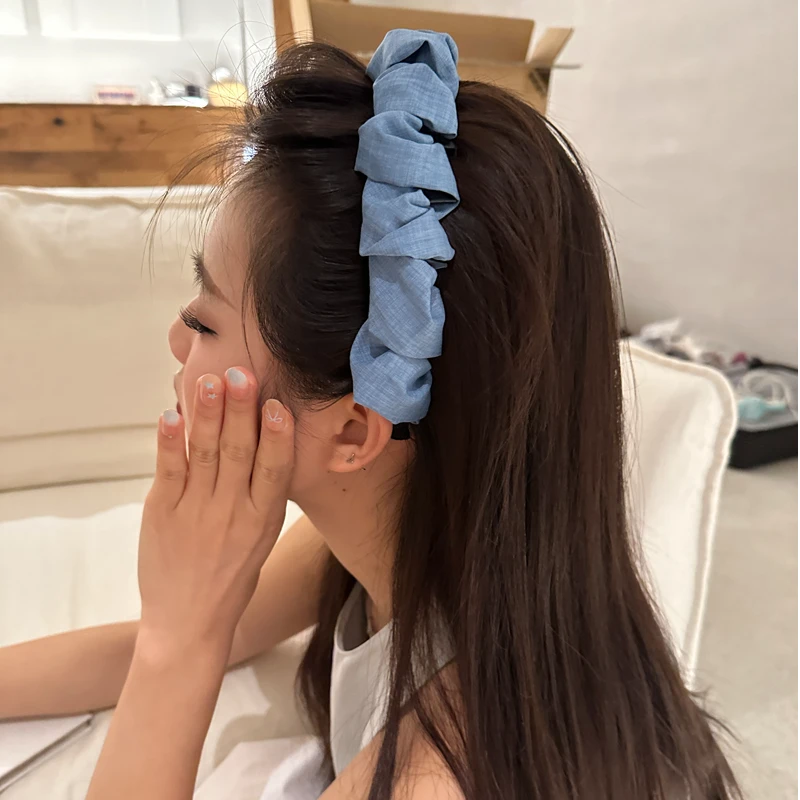 元气满满带齿发箍高颅顶甜美少女心蓝色头箍简约百搭韩系ins风