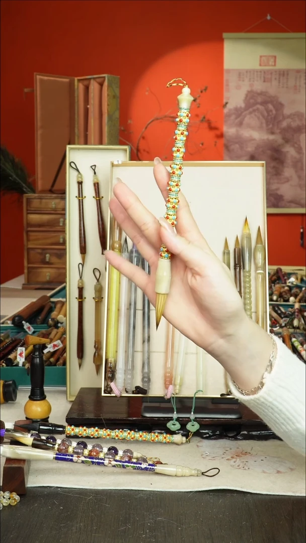 1号闪孤品高货毛笔链接 清水试笔 蘸墨不退