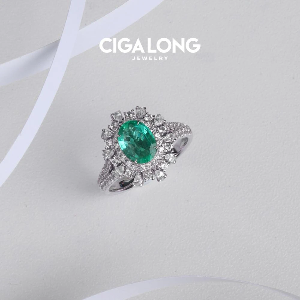 CIGALONGCIGALONG PT950祖母绿戒指3179