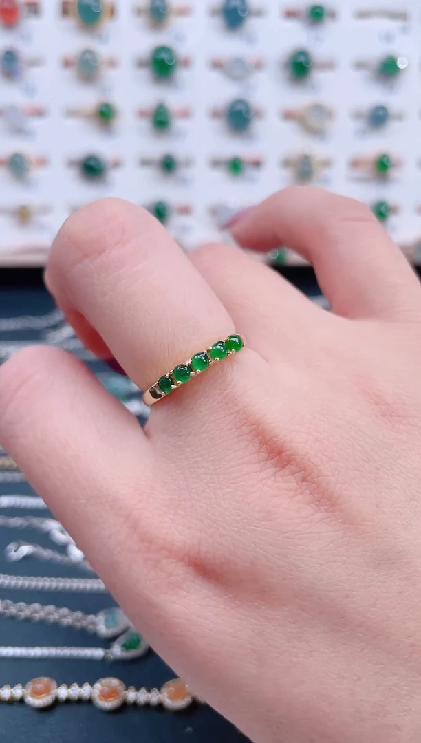 银S925镶嵌戒指翡翠天然翡翠