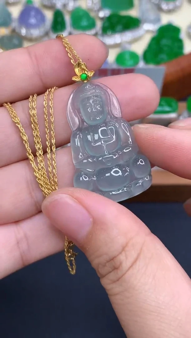 颈饰18K金镶嵌翡翠589-中国好珍宝