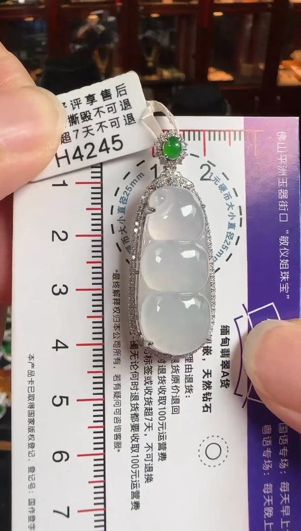 颈饰18K金镶嵌翡翠H4245冰富贵豆