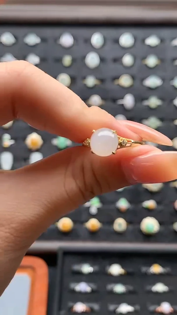 银S925镶嵌戒指翡翠天然缅甸翡翠A货