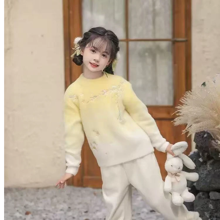 木樨女童毛衣秋冬加厚针织衫可爱卡通打底衫上衣