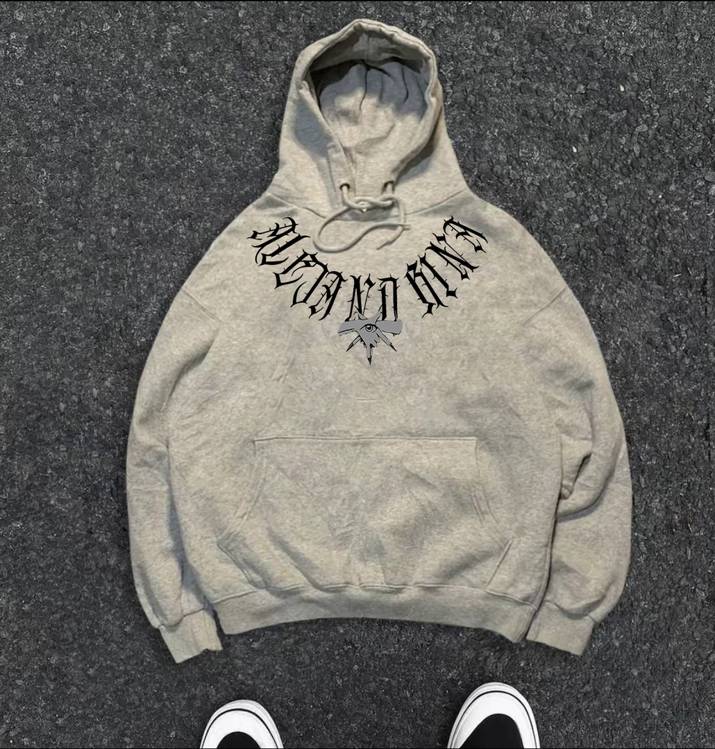 美式重磅秋冬季轻奢美式个性青少年长袖恶魔之眼男款连帽卫衣