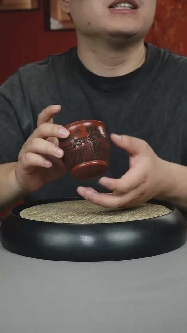 茶壶紫砂鸡血大红袍 山水铃铛杯