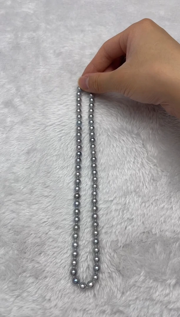 项链银S925镶嵌海水珍珠AK真多麻6.5-7mm