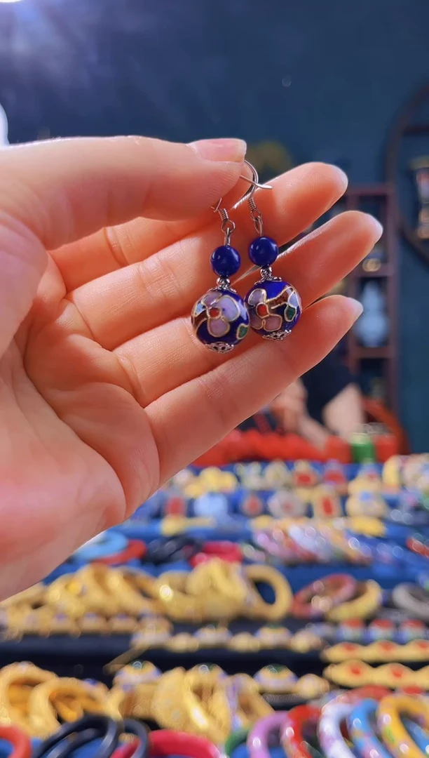 【闪购商品】非遗绝技 景泰蓝耳环 宝蓝