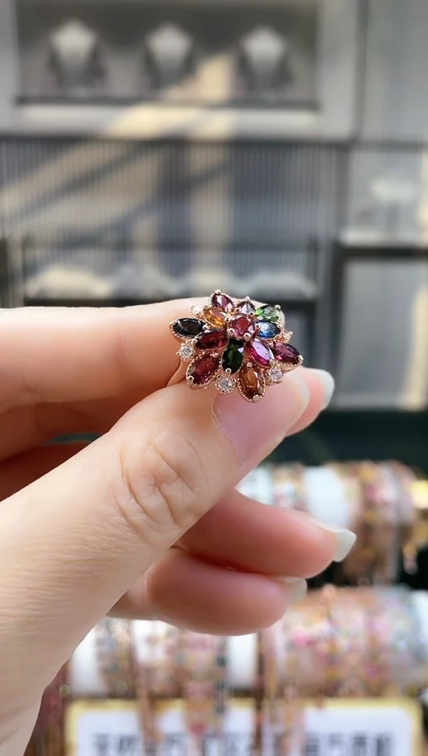 银S925镶嵌戒指碧玺6666666666