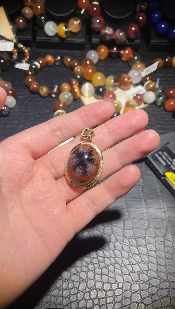 【闪购商品】紫晶吊坠18K金镶嵌极光吊坠